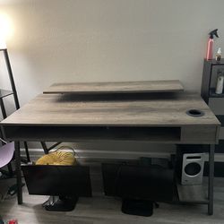 60” Gaming Desk With Monitor Shelf And Back Lit LED