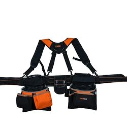 KUNN Framers Tool Belt Combo Aprons With Suspenders Grey Orange