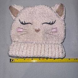 Kids Tan Cat Knit Beanie Hat