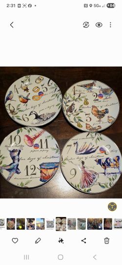 12 Days of Christmas Four Plates 8"