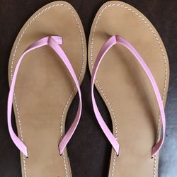 (NEW) (1 AVAILABLE) WOMEN’S J.CREW COOL PINK CAPRI SANDALS IN LEATHER - SIZE: 8 1/2 (MSRP: $58)