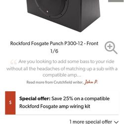 12" Rockford Fosgate Punch Subwoofer & 300w Amplifier 