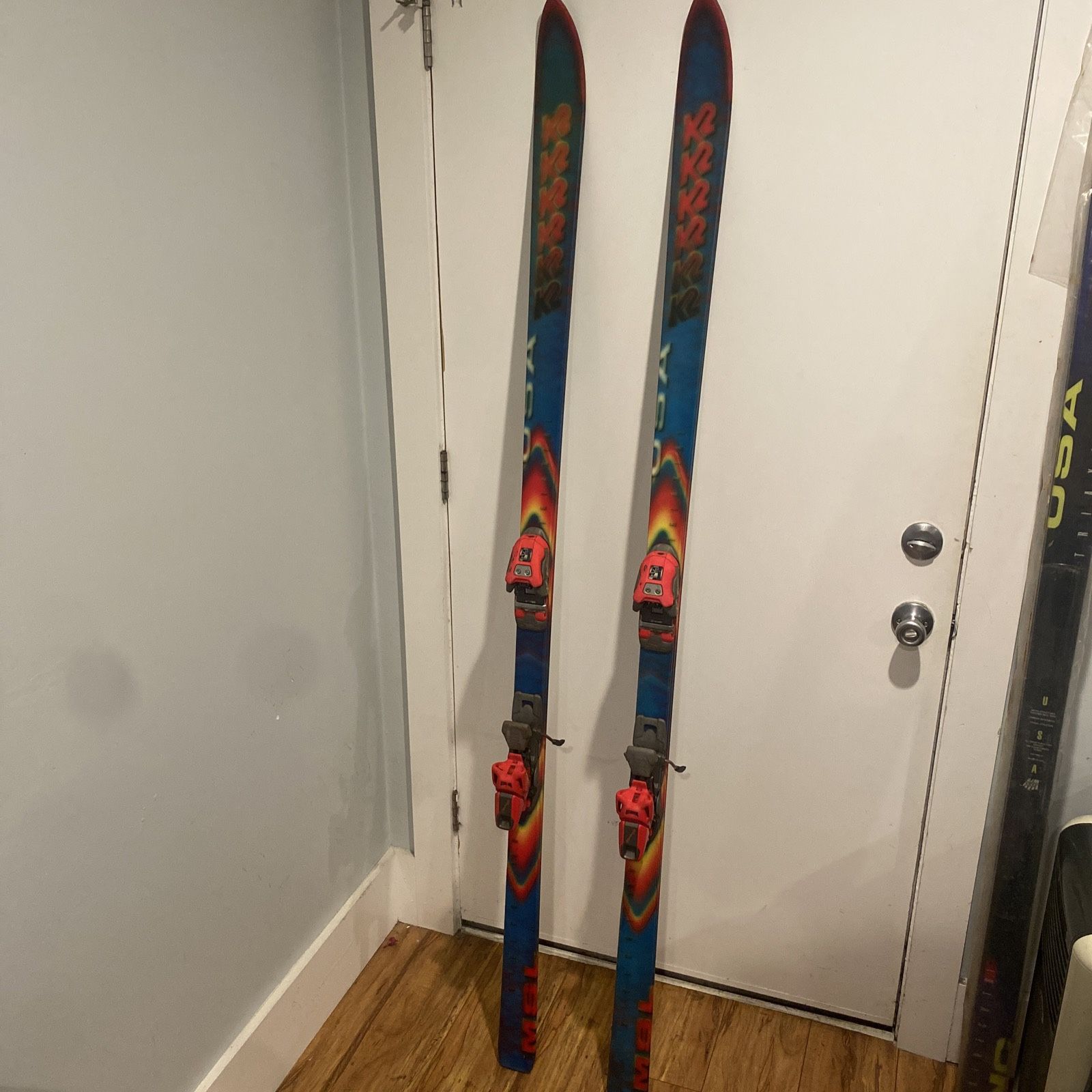 Vintage 190 K2 MSL TRIAXIAL Sidecut 10.0 Skis With Marker M54 Bindings