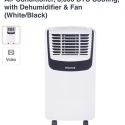 Honeywell Compact Air Conditioner, 8,000 BTU Cooling, with Dehumidifier & Fan (White/Black)