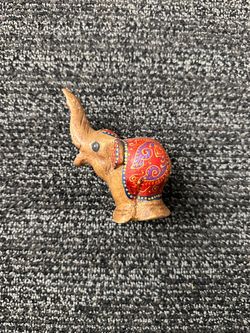Hand-painted Colorful Indian Theme Wooden Elephant 5”