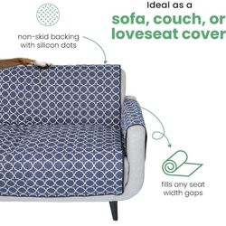 Molly Mutt 3-Seater Non-Slip Furniture Protector and Couch Cover for Dogs & Pets – Durable 100% Cotton Canvas and Non-Toxic Materials - 70” Wide x 78”
