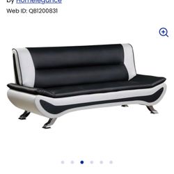 Luxury Leather Sofa, Black And White, 3 Peace 