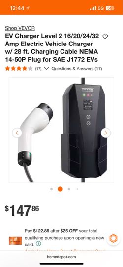 Shop VEVOR EV Charger Level 2 16/20/24/32 • Amp Electric Vehicle Charger w/ 28 ft. Charging Cable NEMA 14-50P Plug for SAE J1772 EVs