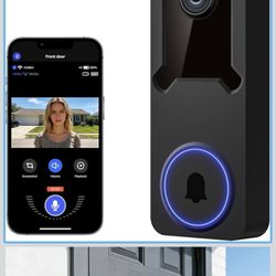 1080P Wireless Wi-Fi Video Doorbell Camera, Dome Home Security, Night Vision, Two-Way Audio, Cloud Storage, Smart AI Motion Detection, Live View, Batt