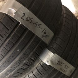 (2) Pirelli 205/55/R16 Used Tires