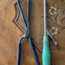 Antique Marcel Curling Iron Late 1800's early 1900's +1940's Wood Handle Electric Curling Iron