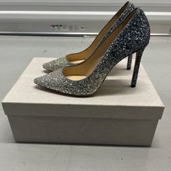 Jimmy Choo Silver Glitter Ombre Pointed-Toe Stiletto Pumps