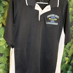 Quaker City Lacrosse Mens Short Sleeve Charcoal Grey Polo Size Large