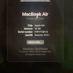 Mackook Air” 13 Inch M4 Chip Only slightly used
