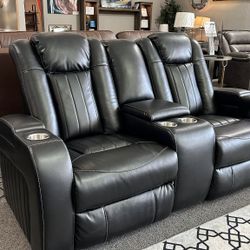 OM• $38 Initial • Brand New Mancave Power Reclining Sofa And Loveseat 