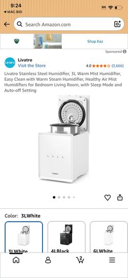 Livatro Stainless Steel Humidifier, 3L Warm Mist Humidifier, Easy Clean with Warm Steam Humidifier,