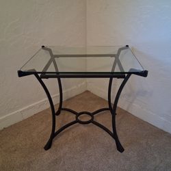 Wrought-iron & Glass Accent Table 