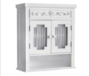 Teamson Home Drapery 21 in. W x 24-1/10 in. H x 7 in. D Bathroom Storage Wall Cabinet in White