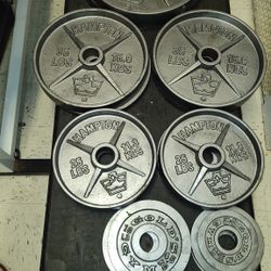 300 LB OLYMPIC WEIGHT SET ( LIKE NEW ONE DELIVERY AVAILABLE TODAY)