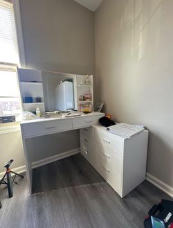 NEED GONE BY 8/10 White Vanity Desk with Storage  Drawers | $300 (price negotiable)
