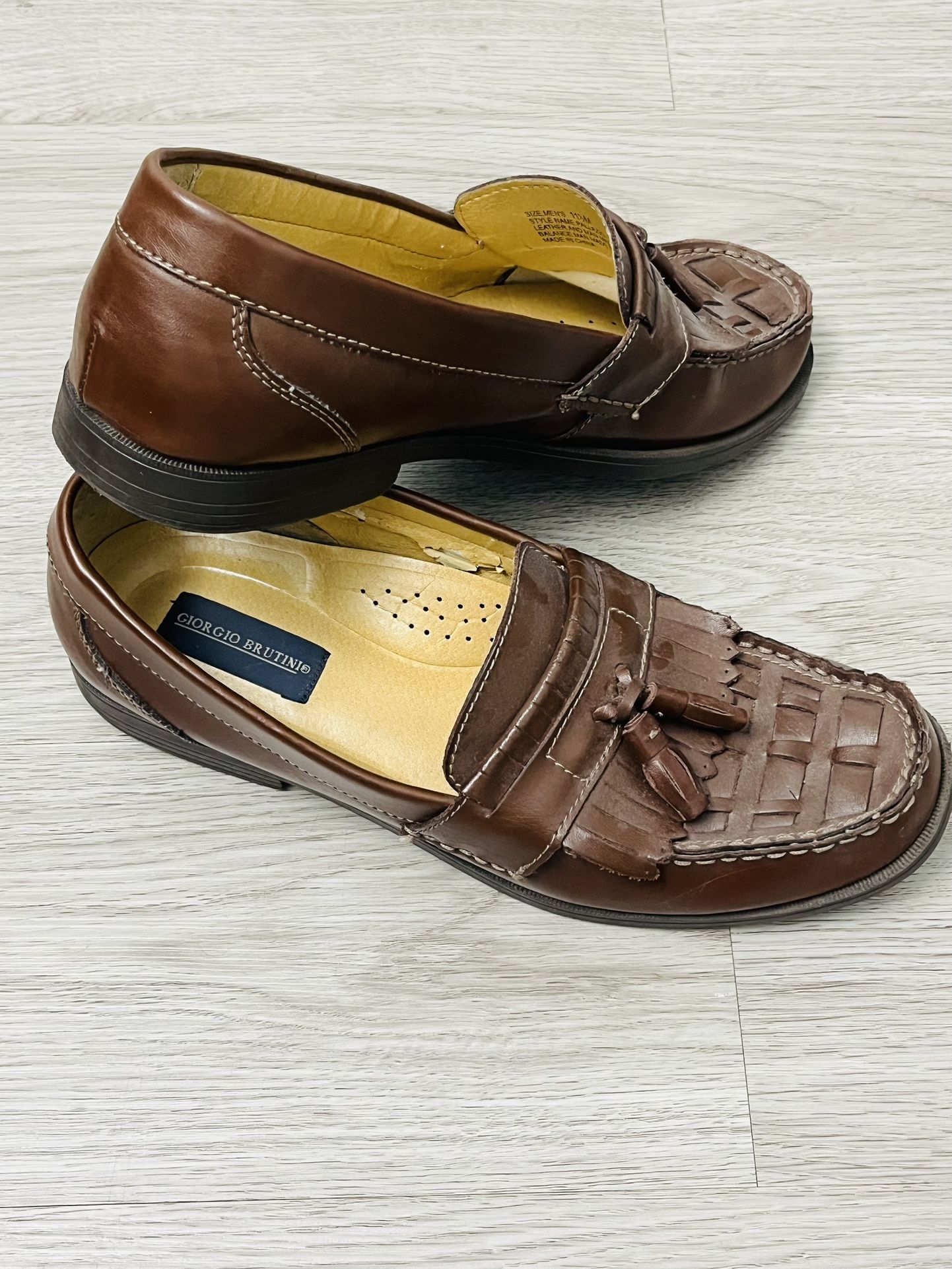 Men’s Leather Insole Brown Dress Shoe Loafer Size 11.5