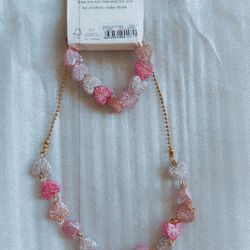 Crewcuts Pink Heart Necklace And Bracelet 
