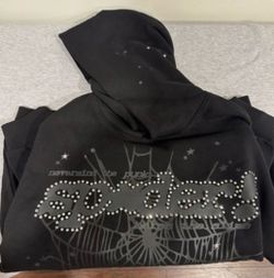 Sp5der Hoodie Black Rhinestone v2 punk