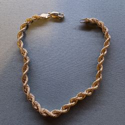 Gold 14k 8.5 inch Peruvian Solid Silk Rope Bracelet