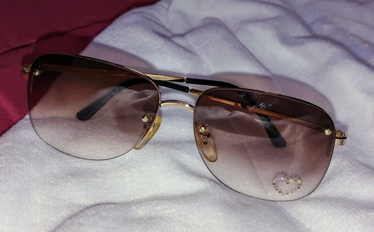 AUTHENTIC Chloe Sunglasses Heart Bling CL2262 01 Light Gold New Sun Glasses