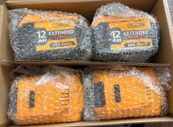 4 Pack of 12AH 20V Lithium-ion Extended Range Batteries for DeWalt Batteries