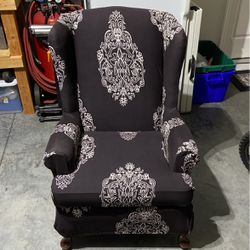 Vintage Wing Back Chair with Slip Cover—$75 OBO