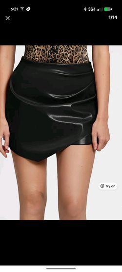 Black Faux Leather Mini Skirt popilush large
