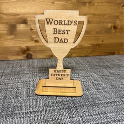 Father’s Day Gift. Worlds Best Dad Trophy With Card Holder