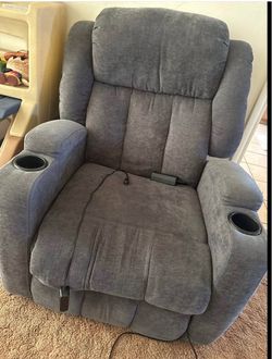 Gray Power Recliner Chair with Built-in Holders