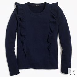 ❤️J Crew❤️Ruffle Trimmed Pullover❤️NWT❤️Size M❤️Navy❤️Brand New with Tag❤️