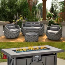 Open Box Display Patio Set Fire Pit Propane 