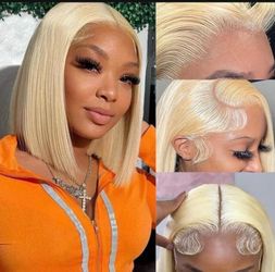Bob Wig Human Hair Straight 613 Bob Wig Human Hair 12 Inch 180 Density 613 Blonde Suitable for All Hair Types 13x4 HD Transparent Lace Wigs for Women