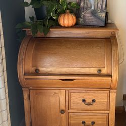 Oak Barrel Secretary Desk