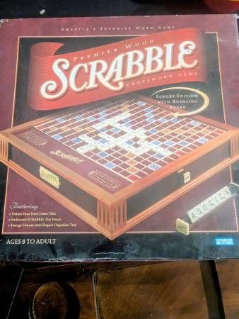 Premier Wood Scrabble Crossword Game - Luxury Edition Rotating Board