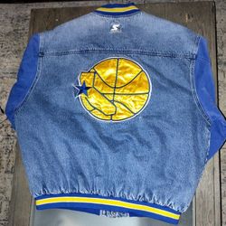 Vintage 90's  Starter Golden State Worriers Denim Jacket XL  Vintage 