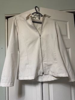 White Zip-Up Fitted shirt/ jacket
