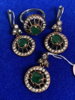 Emerald Topaz 3-Piece Artisan Ring Size 7.75 RING ONLY