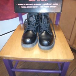 Sketcher's Steel Toe WORK BOOTS Black Leather