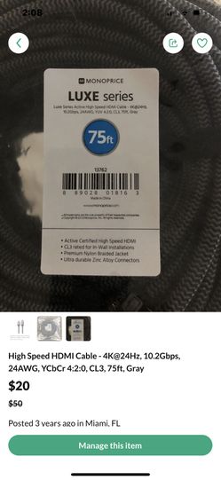 Monoprice HDMI 75’ Cable NIB