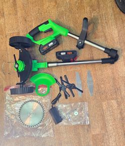 3-in-1 Lightweight Electric String Trimmer with 3 Types of Blades, Wheels, 24V Battery, Weed Eater Grass Trimmer/Edger/Brush Cutter for Lawn Yard Gard