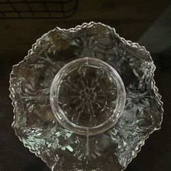 Glass Dish With Flowal Design 