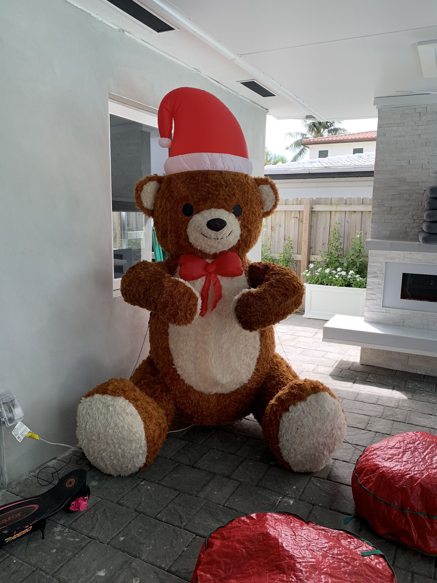 Inflatable 7.5ft LED holiday hugging teddy bear