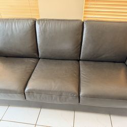 Gray Full Leather Sofa Sleeper