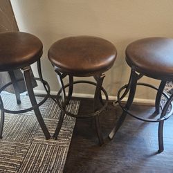 3 Barstools Metal And Faux Leather $50