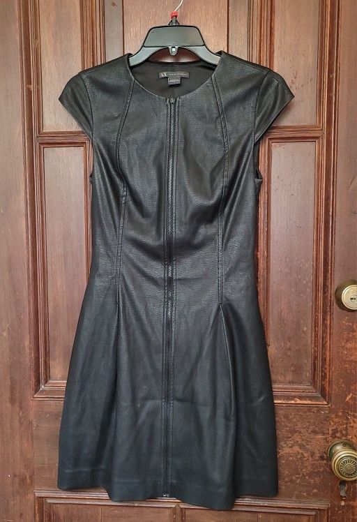 NWOT A|X Armani Exchange Women's Faux Leather Zipper Black Dress Size 0